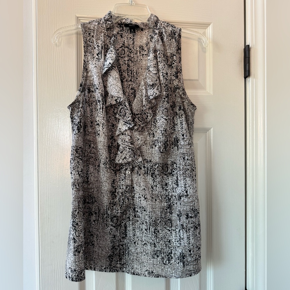 Mossimo Sleeveless Black/Taupe/Cream Ruffle Top